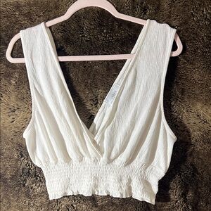 Urban Outfitters White V-Neck Crop Top